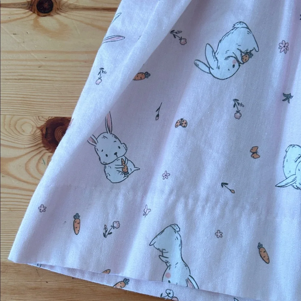 Lulu Bebe 12 mo Pink Bunny 🐰 Print Ruffle Cotton Baby Dress - Picture 5 of 8